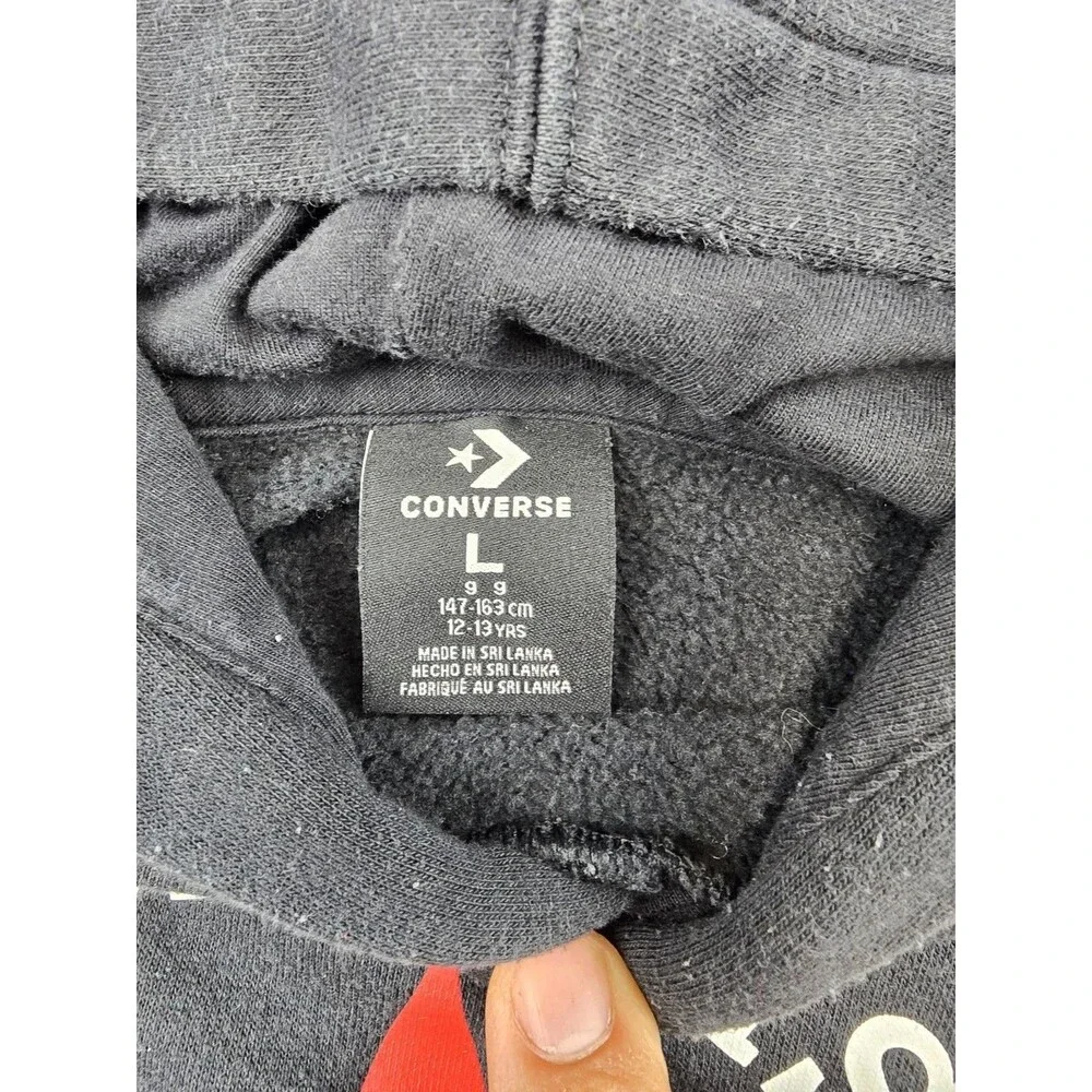 Converse Youth All Star Chuck Taylor Black No-Tie Hoodie Sweatshirt L 12-13Y